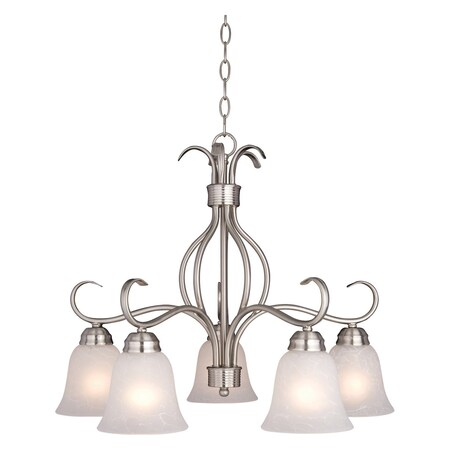 Maxim Five Light Satin Nickel Ice Glass Down Chandelier 10124ICSN